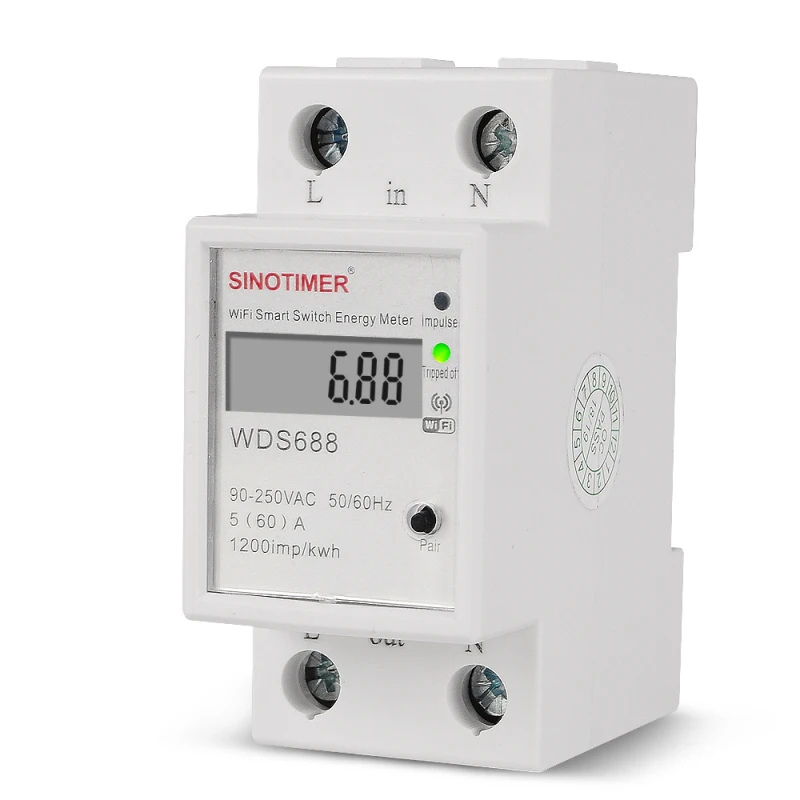 

Smart Life Tuya Power Meter Wifi WDS688 Din Rail Single-phase Smart Energy Meter Monitor Current Voltage Power Energy 90-250V