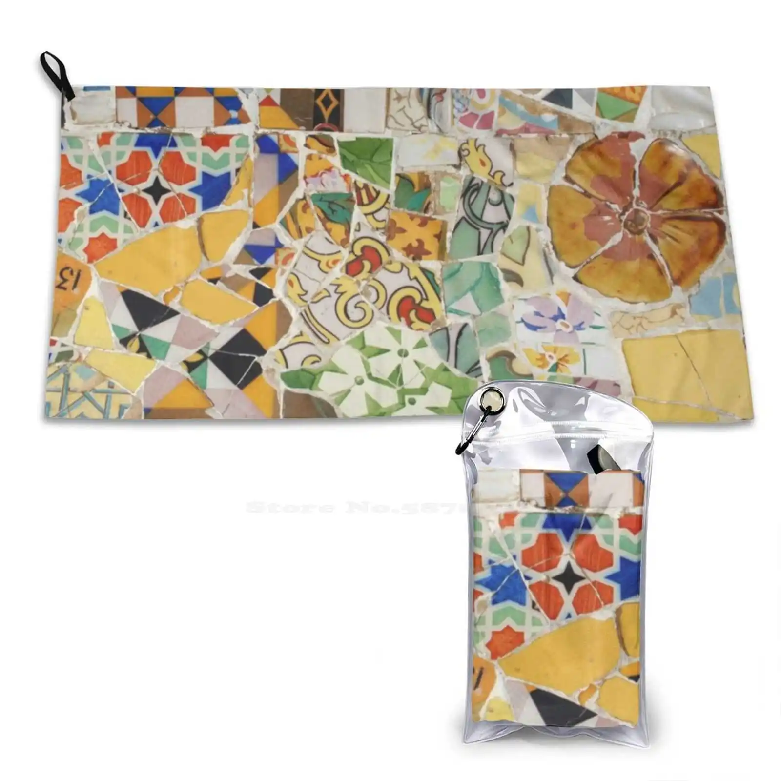 Beach Towel Sunscreen Blanket Parc Guell Spain Colors Amazing Summer 13 Flower Yellow Red Pink Blue