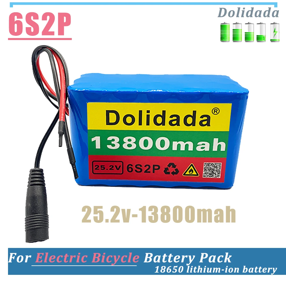 

6S2P 25.2v 13800mah 18650 Lithium Battery Pack 13.8Ah Electric Bicycle E-Bike Moped Lithium-ion Rechargeable Bateria With BMS