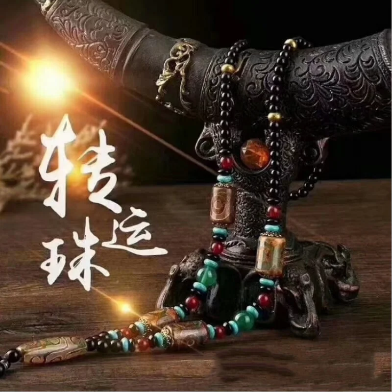 Ожерелье из зеленого агата в тибетском стиле