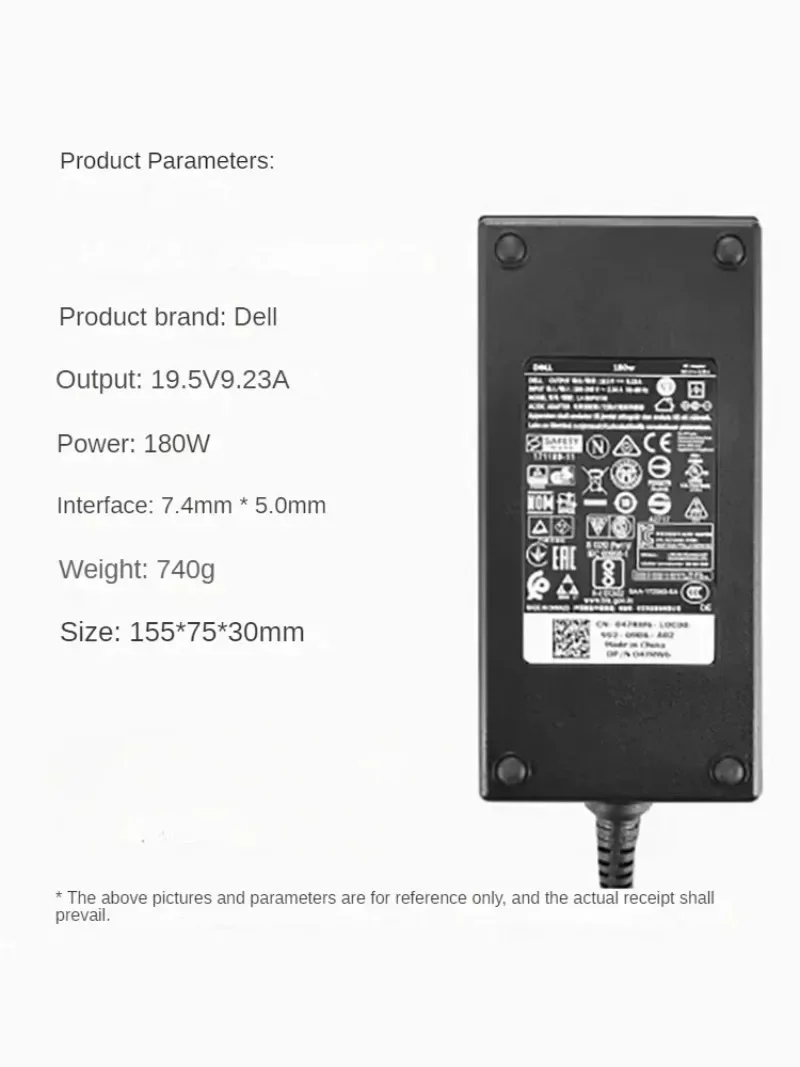 너 Original Dell 180W AC Ładowarka do laptopa G5 G7 5587 5590 7588 7590 7790 LA180PM180 DA180PM111 Zasilacz