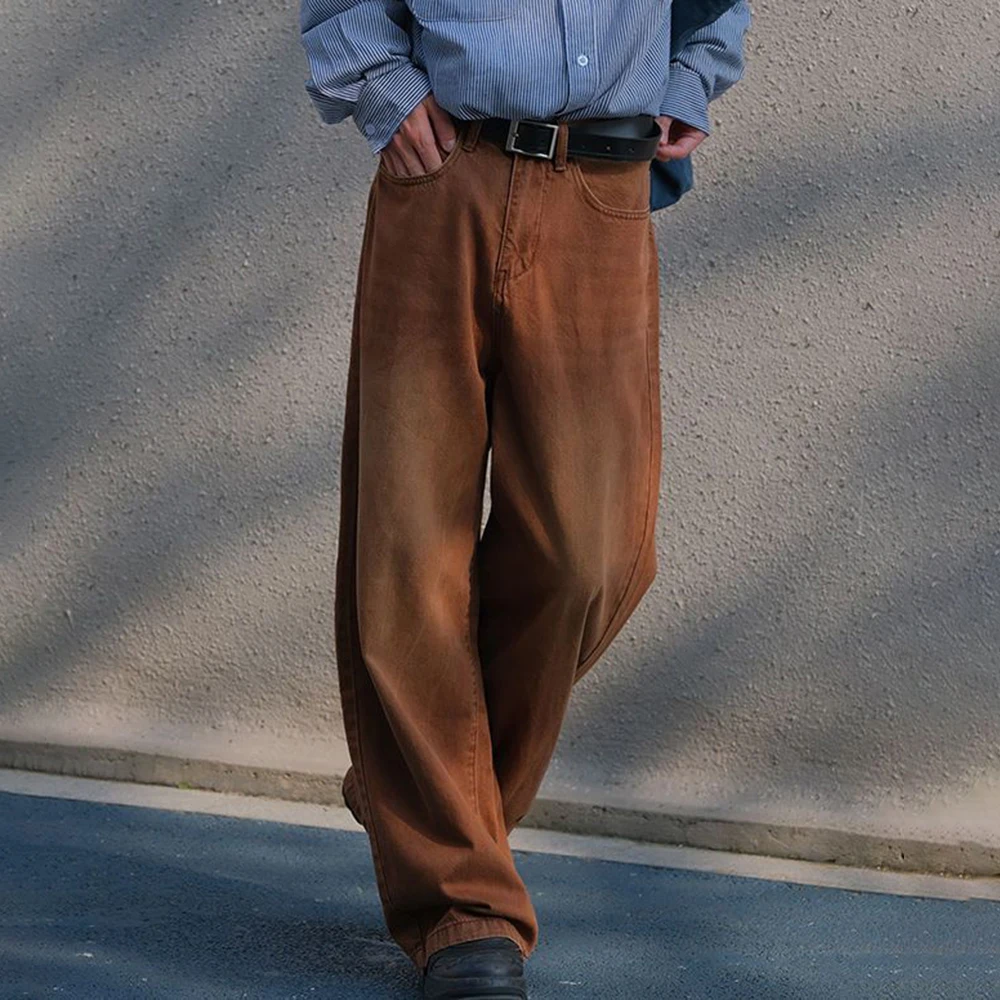 

Japanese Washed Jeans Trendy Men's Old Oversized Loose Denim Straight Pants Retro Casual Mopping Pants for Men Y2k Streetwear