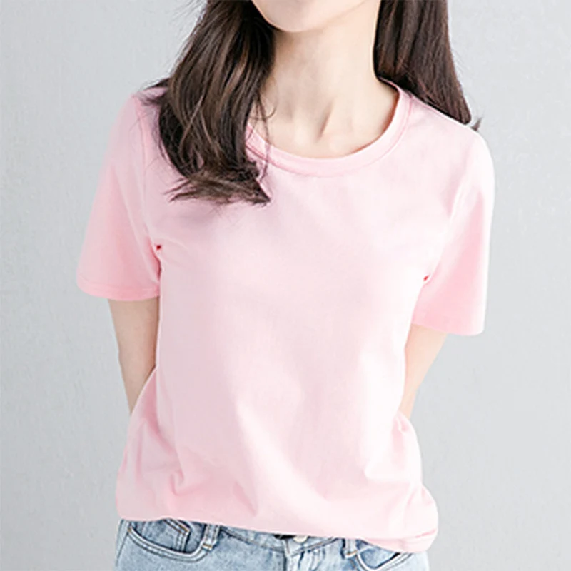 

2022 Summer Short Sleeve T shirts Women Cotton O-neck T shirt 9260
