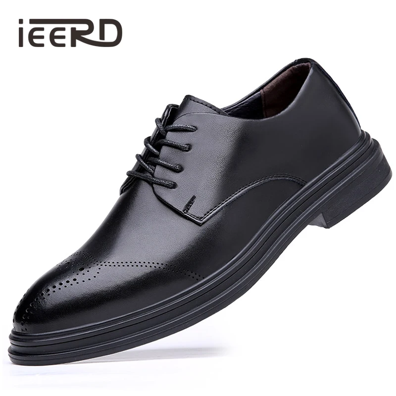 

Plus Size 38-48 Men Dress Shoes Classic Business Brogue Shoes Formal Footwear Split Leather Shoes Internal Increase Man Oxfords