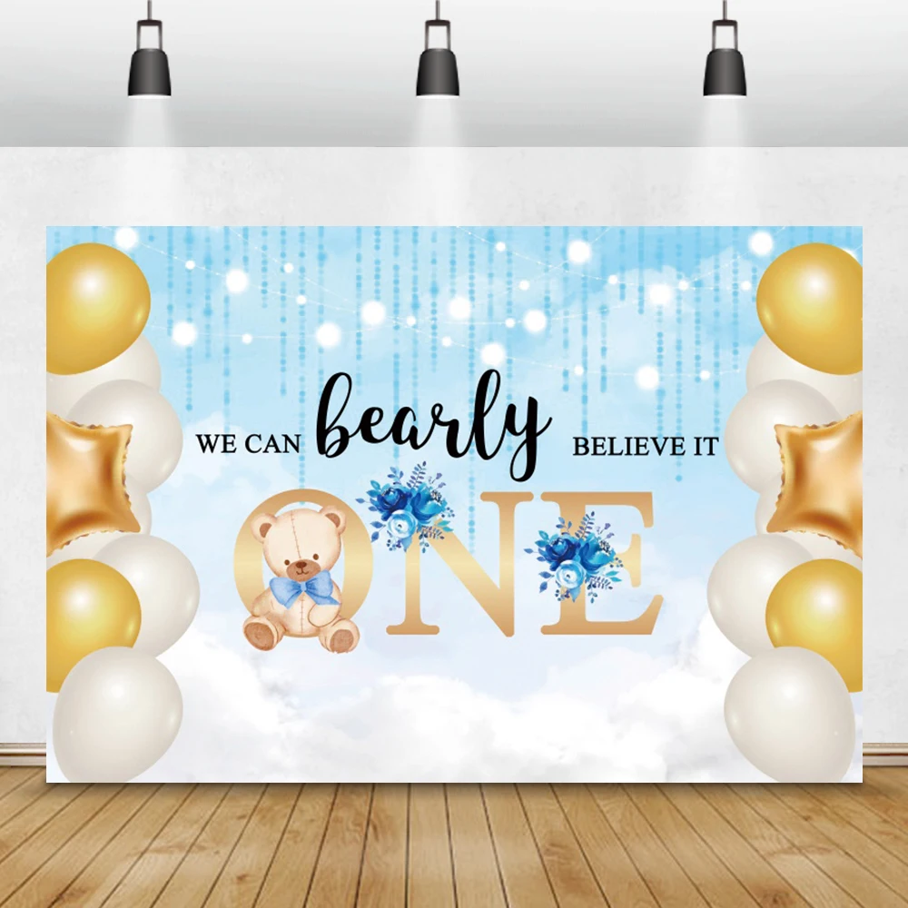 

Голубой фон для фотосъемки с изображением медведя из мультфильма