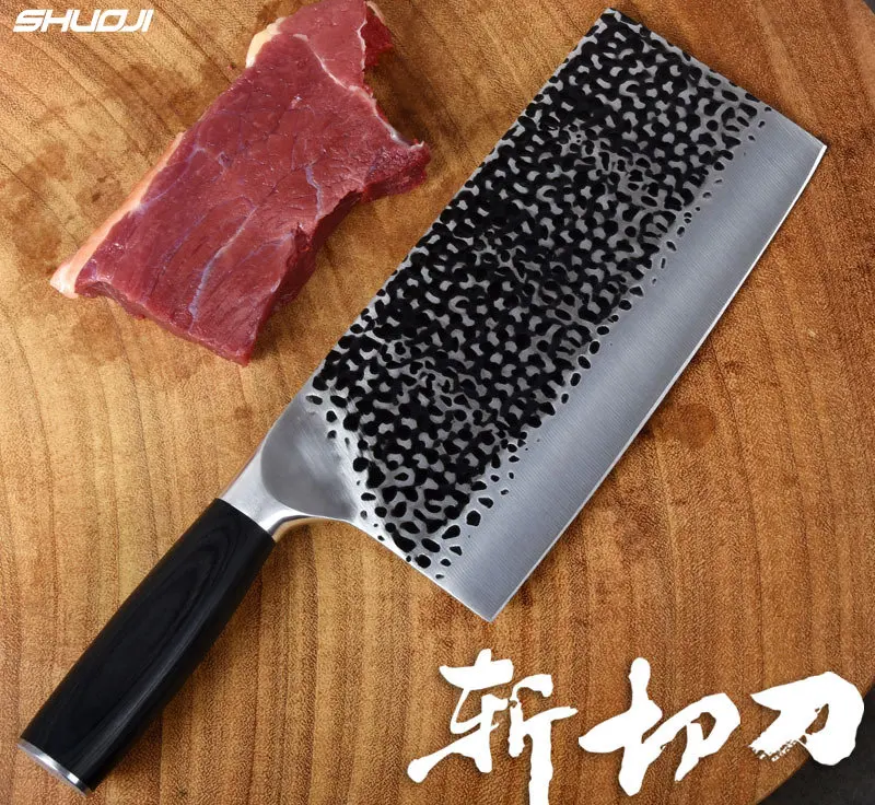 

SHUOJI High Quality Handmade Forged Kitchen Knives Non-stick Razor Sharp Chopping Slicing Chef Knives Cleaver Knife Wood Handle