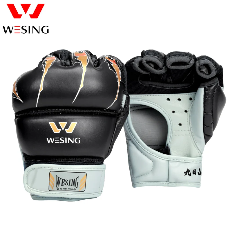 Фото Wesing MMA перчатки, боксерские перчатки с открытыми пальцами, боксерские тренировочные перчатки для кикбоксинга №1