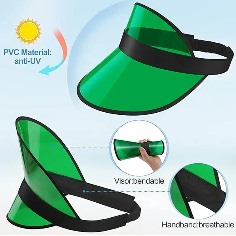 Синие прозрачные модные козырьки для мужчин и женщин мягкие ПВХ спортивные кепки