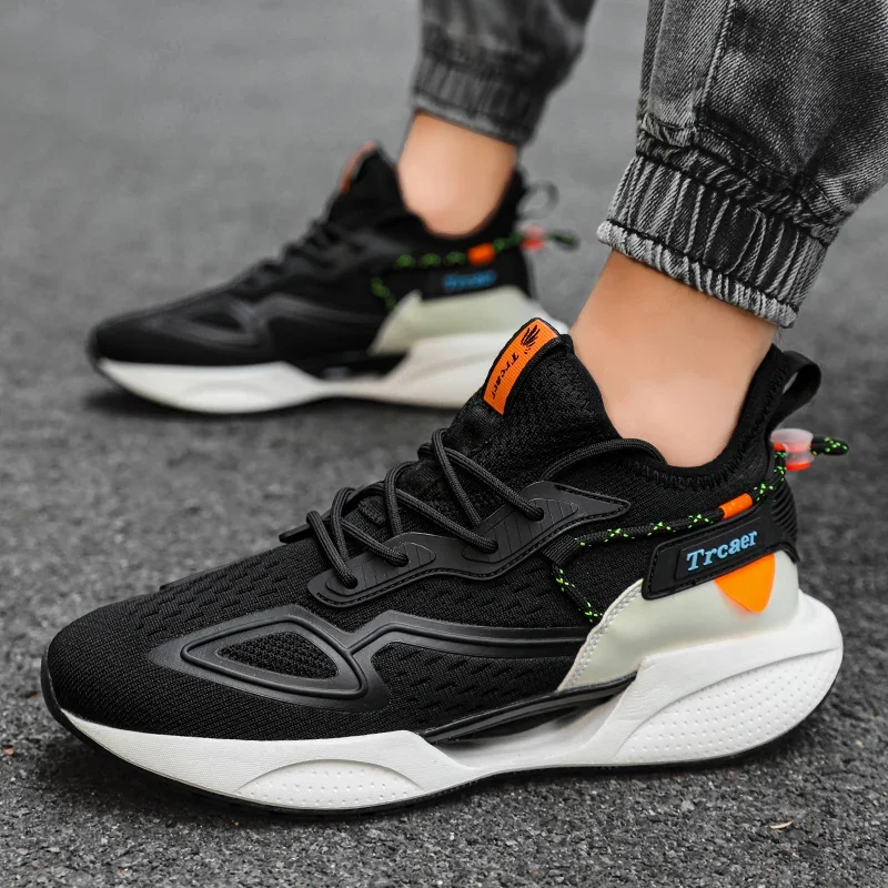 

Новинка осени 2023, текстильные беговые кроссовки, повседневная обувь с ажурной подошвой, модная обувь, мужская спортивная обувь с перекрестными краями