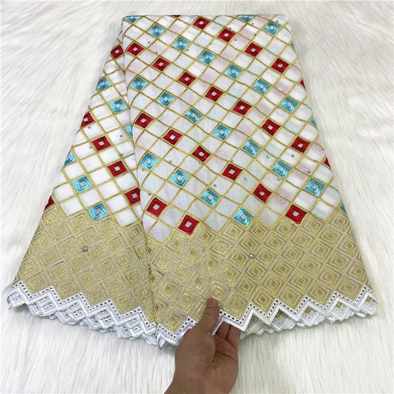 

5 ярдов, сухая кружевная ткань, новейшая Тяжелая вышивка бисером, африканская швейцарская вуаль из 100% хлопка, популярная в Дубае, для вечерни...