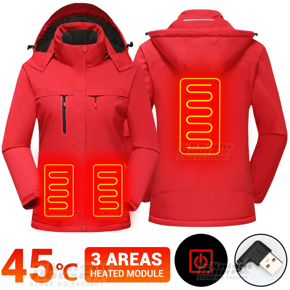 

Зимняя куртка с электроподогревом, мотоциклетная куртка, жилет с USB-подогревом, уличная куртка, теплое пальто, мотоциклетная Женская Красна...
