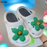 fashion trend shoes charms for croc cute green flower charms for diy elegant women garden shoe decorations lovely quality