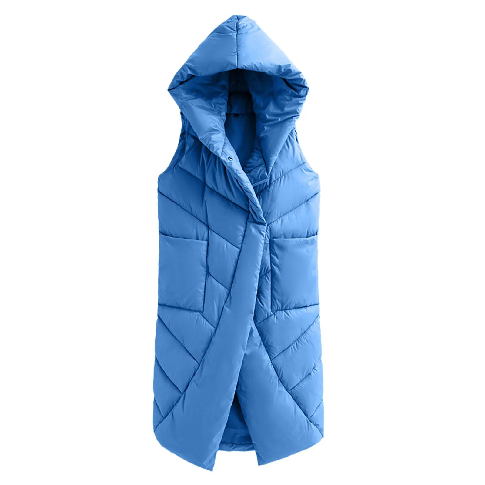 Womens Vest Hooded Padded Coat Winter Warm Down Vest Women's Big Pocket Jacket Outwear Fashion Casual Streetwear Female Outwear