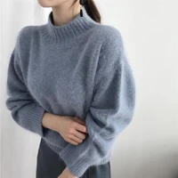 women knit jumper fluffy rabbit hair pullovers loose soft solid white furry sweaters sweater female cashmere turtleneck pullover