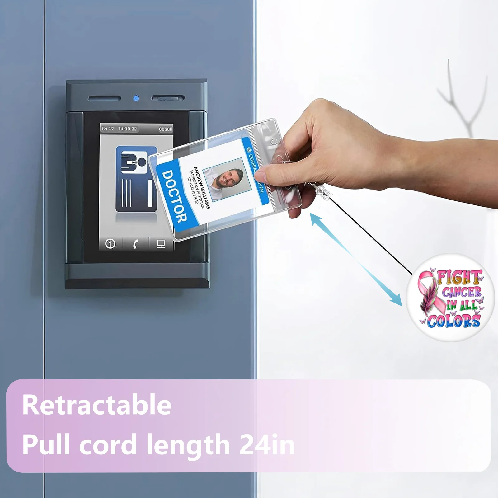 Рисунок 5 - розовая лента бейдж с катушкой