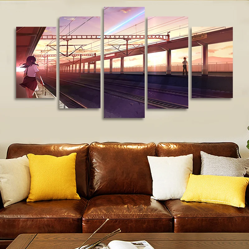

Japanese Anime Your Name 5 Pcs Canvas Painting Art Poster Decorative Painting Mural Home Children's Room Wall Aesthetic Decorati