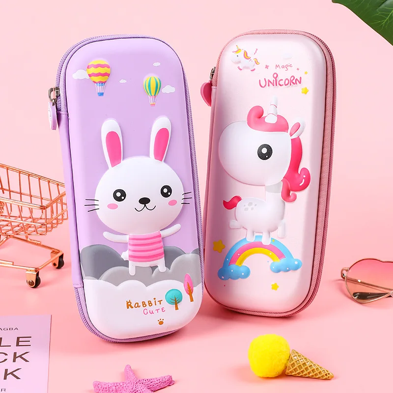 

3D Cartoon Unicorn Cute Pencil Case School Stationery Box Large Capacity Animal Pencil Cases Student Stationery Storage Box Pen