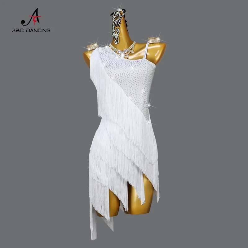 Леопардовое боди с бахромой для бальных танцев