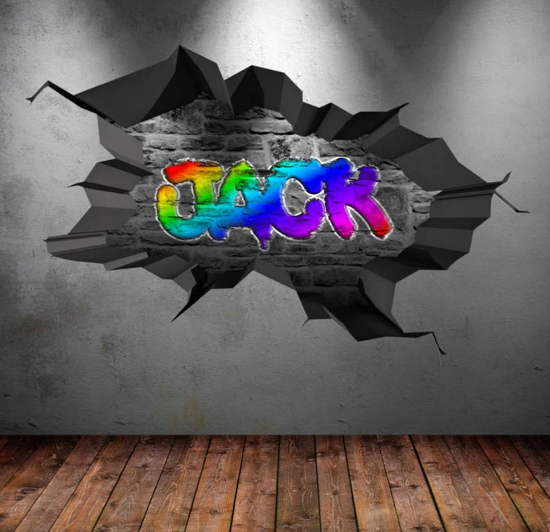 

GRAFFITI WALL DECOR, Custom Art Decal, Personazlied Name Wall Decal, My Sticky Wall Decal, Gift For Kids, Custom Name Wall Stick