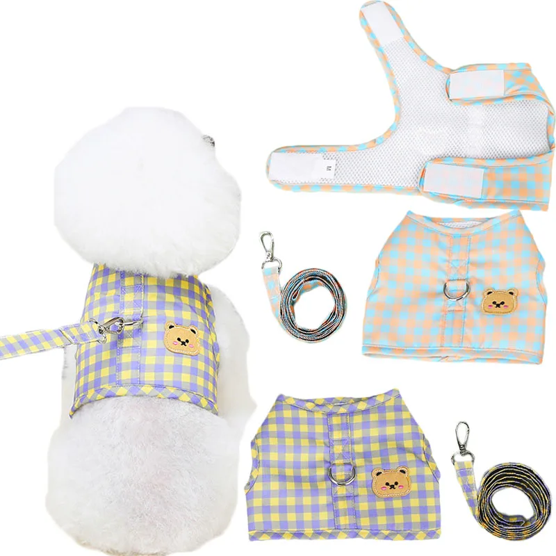 

Breathable Easy On and Of Plaid Harness Puppy Harnesses Vests and Leash Set For Small Medium Dogs Chihuahua Pet Supplier Shop XL