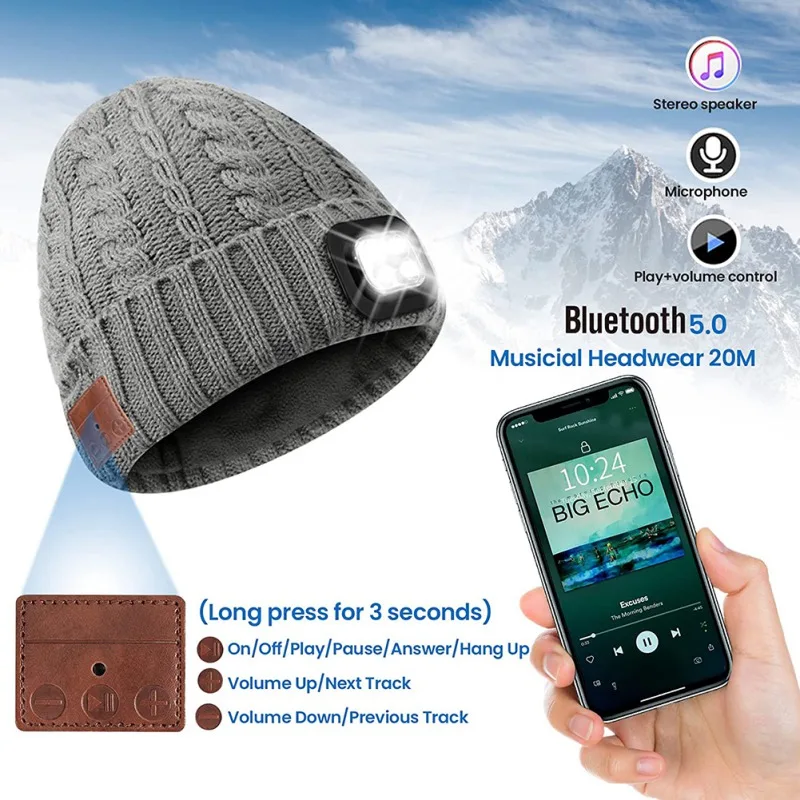 Удобные Bluetooth-наушники велосипедная шапка светодиодный светильник кой и