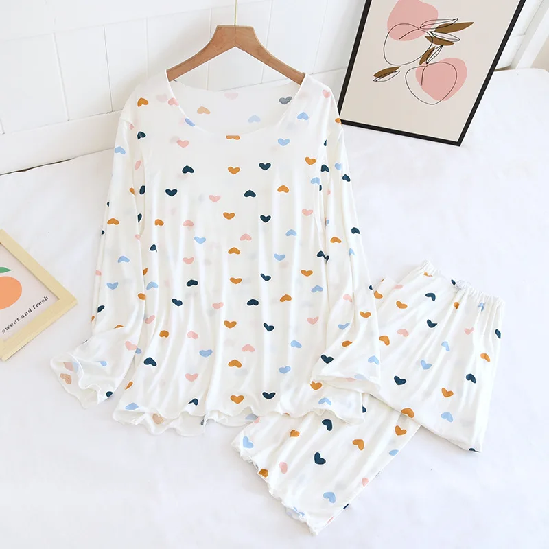 

Modal Puerpera Pajamas Set Summer Confinement Clothes Spring Thin Pullover Nursing Elastic Long sleeve Maternity Sleepwear Women