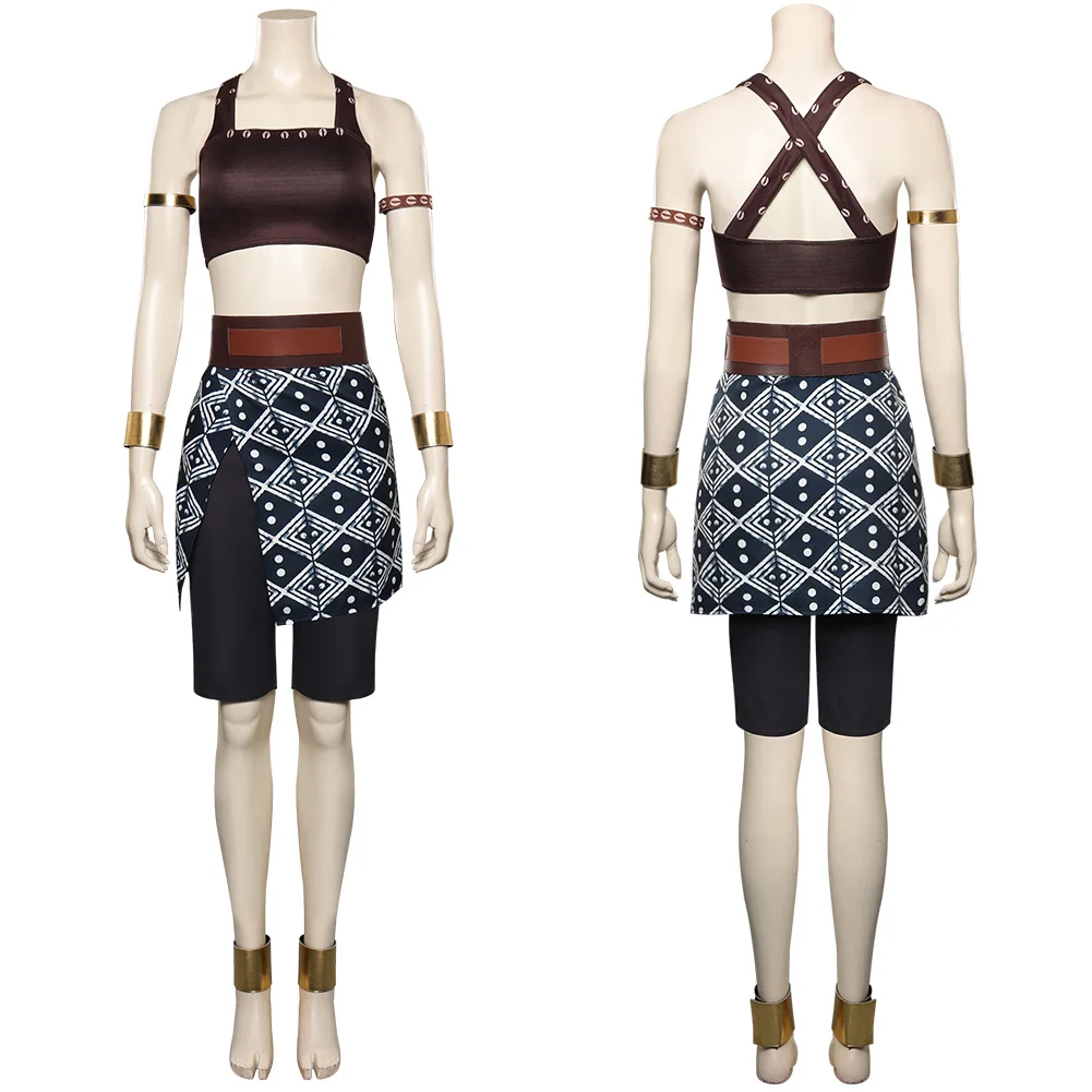 

Женский костюм для косплея Cos King Nanisca, жилет, юбка, наряды, карнавальный костюм на Хэллоуин