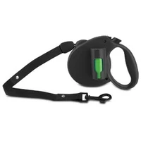 bio retractable leash with green pick up bags black