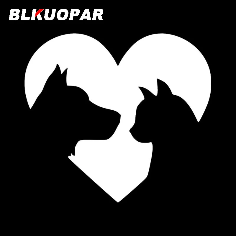 BLKUOPAR Cat Dog Heart Love Silhouette Car Stickers Waterproof Scratch-Proof Decal Bumper Refrigerator Die Cut Accessories |
