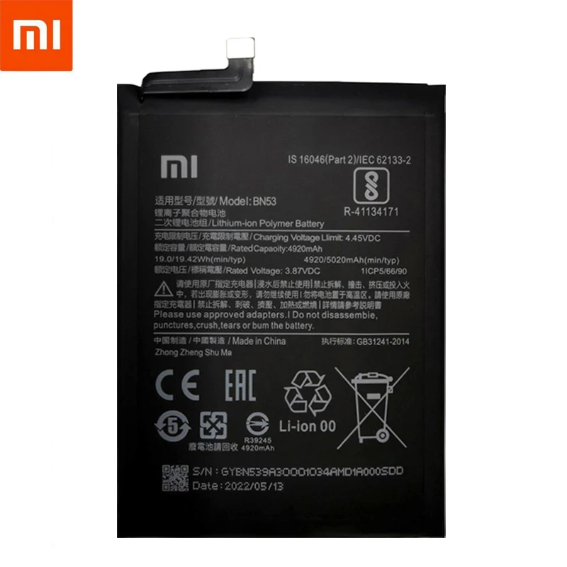 100 original new 5020mah bn53 replacement battery for xiaomi redmi note 9 pro bateria mobile phone batteries free tools free global shipping