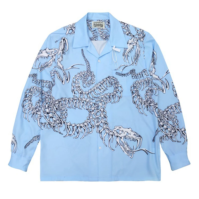 

Japan Style GUILTYPARTIES TIGER 21AW Dragon Pan Snake Hawaiian Heavenly Kingdom Tokyo Loose Long Sleeve Shirt for Men