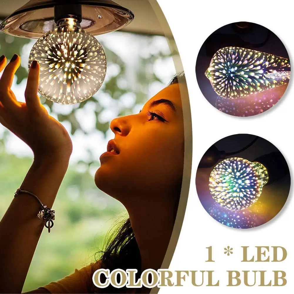 

A60 LED Fireworks Lamp 3D Colorful LED Light Bulb E27 Vintage Fireworks Decoration Bulb G95/ST64/G80 Christmas LED Lamp Lighting