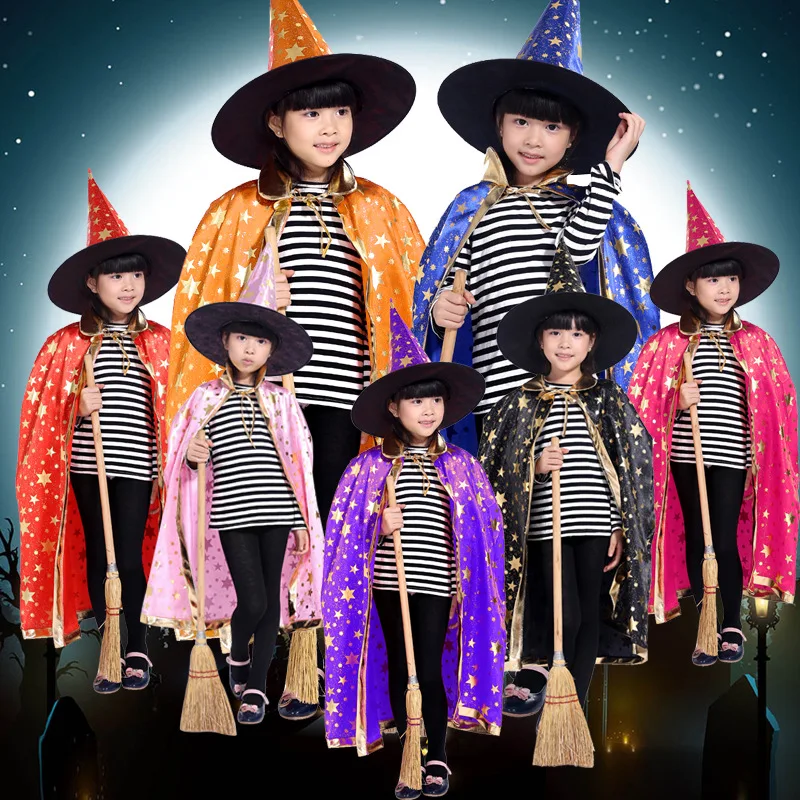 

Halloween Five-star Cape Set Cosplay Children's And Women's Costumes Props Witch's Cape Performance Clothes