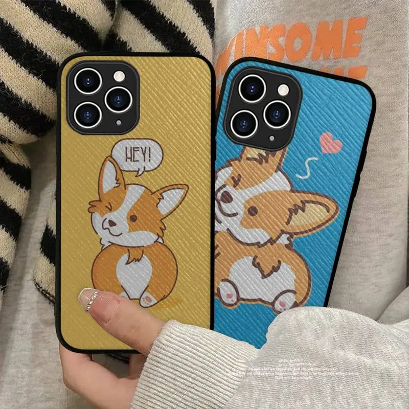 

Cute dog butt butt Phone Case Hard Leather Case for iPhone 11 12 13 Mini Pro Max 8 7 Plus SE 2020 X XR XS Coque