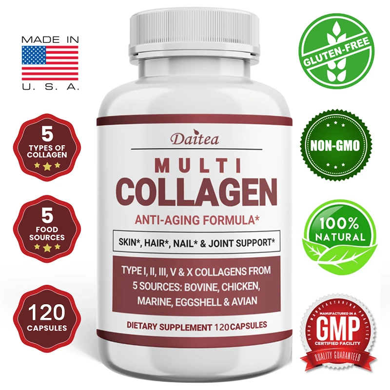 

Collagen Supplement - Supports Skin, Hair, Nails, Joint Cartilage and Circulatory Health, Helps Firm Skin and Anti-Aging