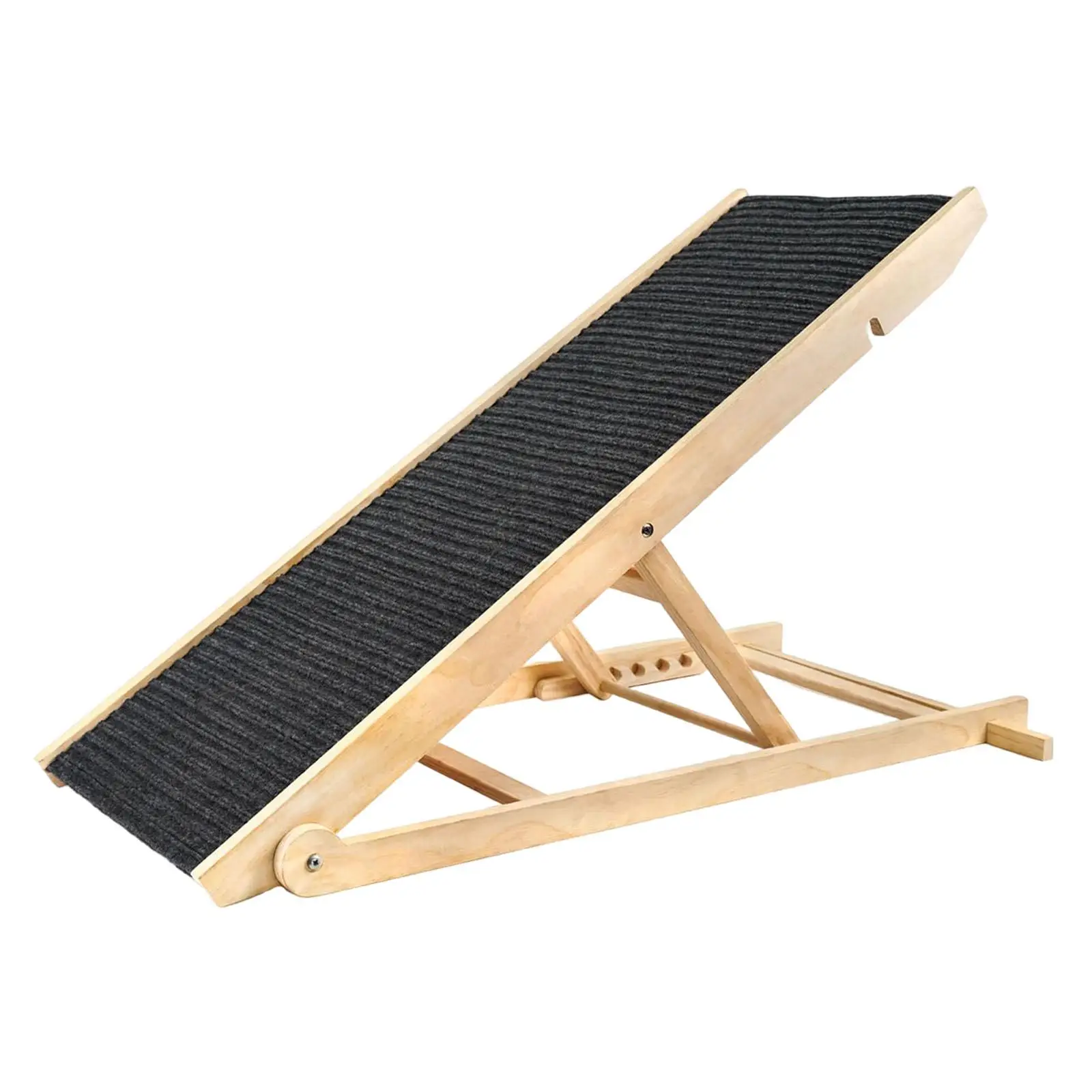 

Wood Dog Ramp Height Adjustable Pet Ladder Folding Non Slip Durable for Car