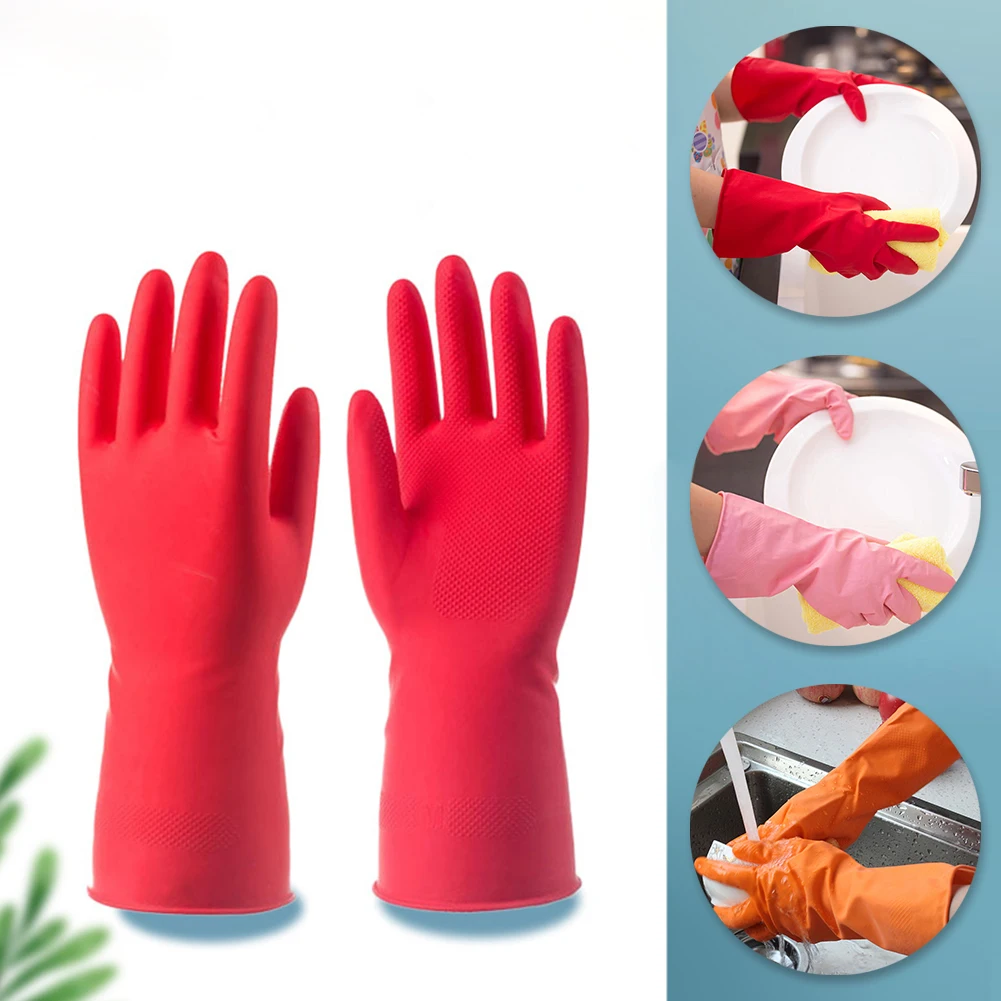 

Rubber Latex Dishwashing Gloves Women's Waterproof Household Kitchen Washing Bowl Washing Clothes Vegetable Cleaning Household