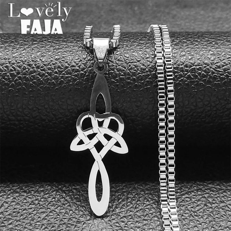 

Heart Celtic Knot Cross Pendant Amulet Necklace for Women Men Stainless Steel Lucky Witch Knots Triskele Irish Necklaces Jewelry