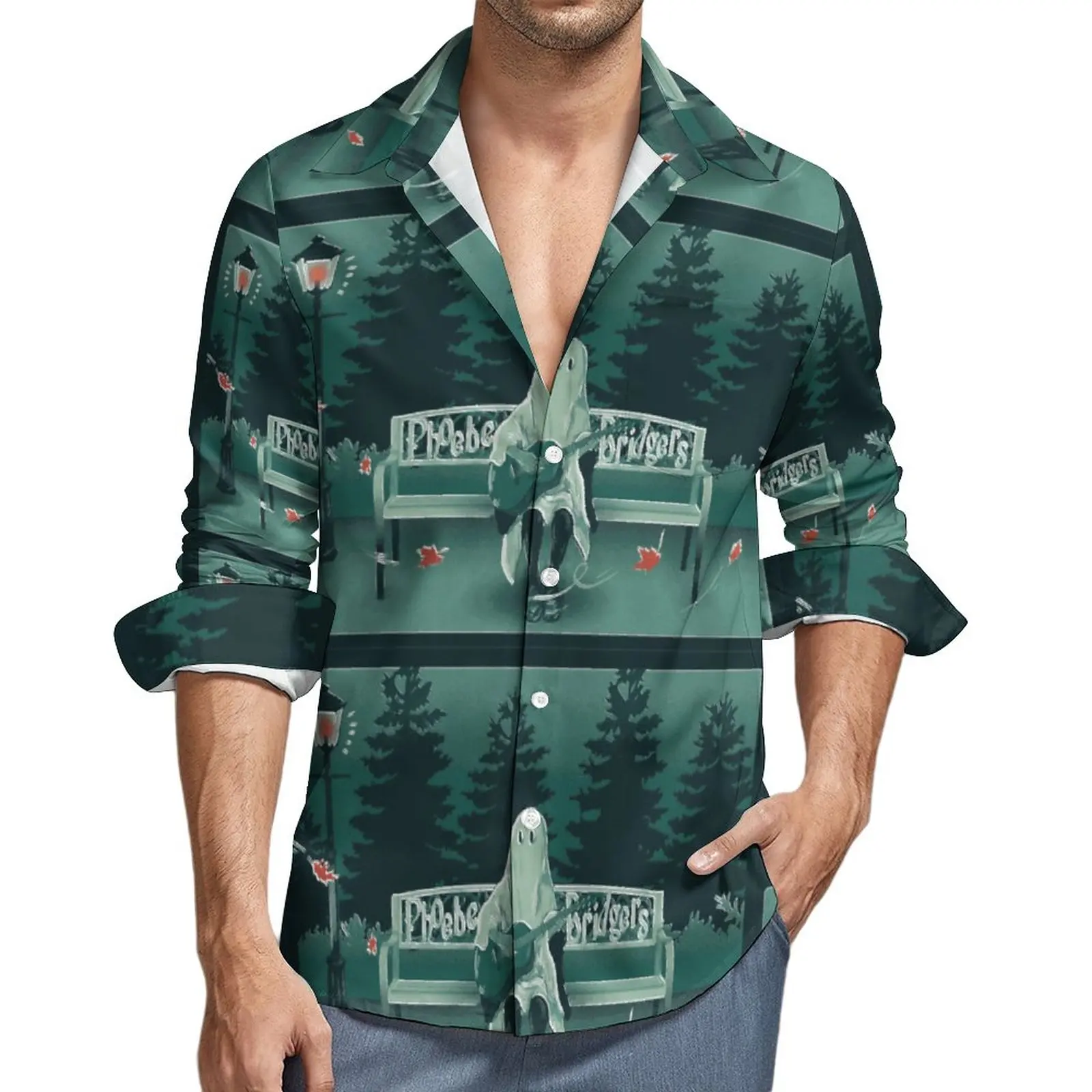 

Мужская рубашка с длинным рукавом, с принтом, размеры до 4XL