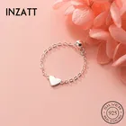 INZATT реальные 925 стерлингового серебра в форме сердца цепь Регулируемые кольца для Модные женские вечерние минималистский ювелирные украшения милые аксессуары