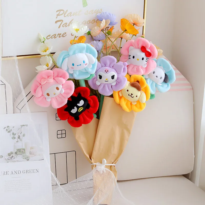 

Брелок Kawaii для девочки, из плюша, в форме цветка, брелок-котенок