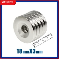 510203050100pcs 18x3 5 mm disc permanent ndfeb magnets 183 mm hole 5mm round countersunk strong magnet 18x3 5mm 183 5
