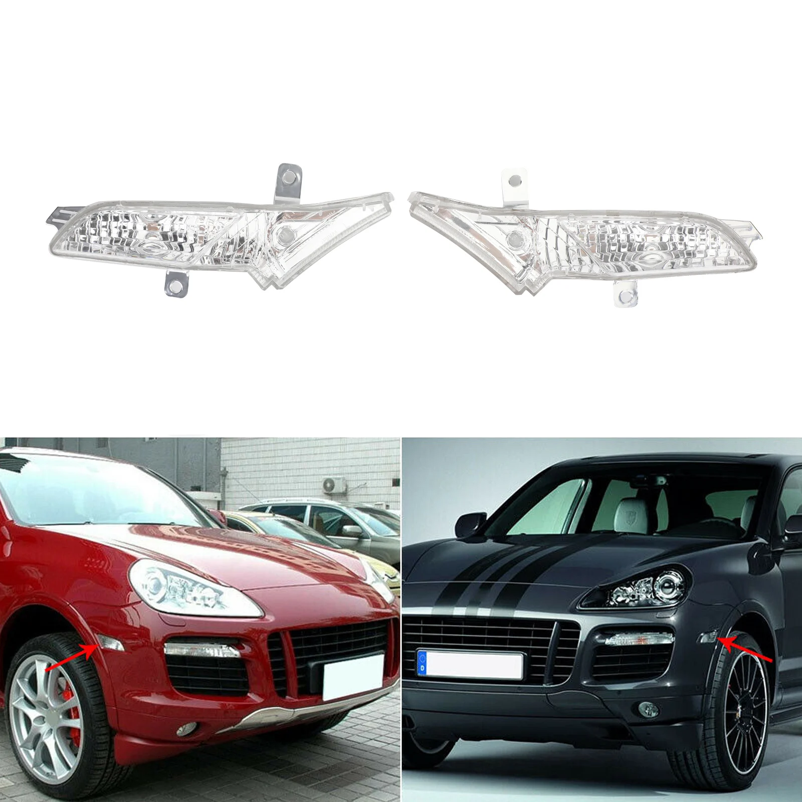 

Areyourshop For Porsche Cayenne Front Side Marker Light Pair Right+Left 2008 2009 2010 95563103510 95563103501 Car Parts