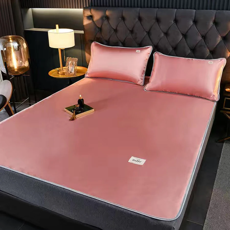 

WOSTAR Summer cool solid ice silk sleeping mat 1.8m 2.0m adult kids breathable folding portable bed protection pad easy-to-clean