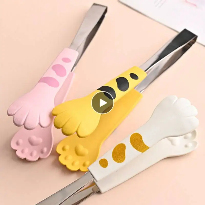 

Japanese Cat Paw Shape Food Tongs Anti Heat Bread Clip Meal Tong 3 Sizes Stainless Steel Bbq Cooking Grilling Tongs Kitchen Tool