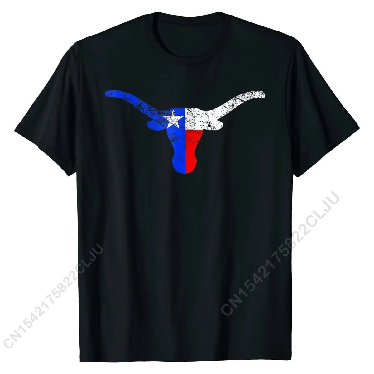 

Camiseta con cuernos largos de la bandera de Texas para hombres, Camisa de algodón, estilo Simple, Longhorns, skul-tx