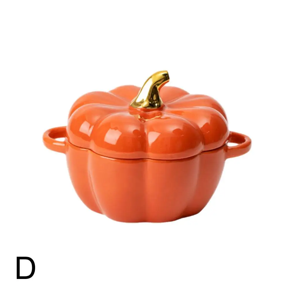 Милая чашка для тушения с тыквой и крышкой керамическая миска лапши десерта