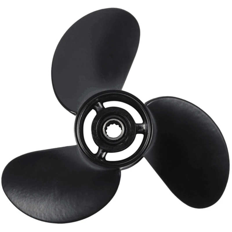 

8-9.8HP 3 Blades 3B2W64517-1 8.5X9 Outboard Propeller Boat For Tohatsu Nissan-Mercury 12 Spline Tooths Black