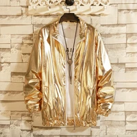 mens windbreaker jackets nightclub stage singer costume streetwear harajuku hip hop jacket gold fashion spring mens clothing