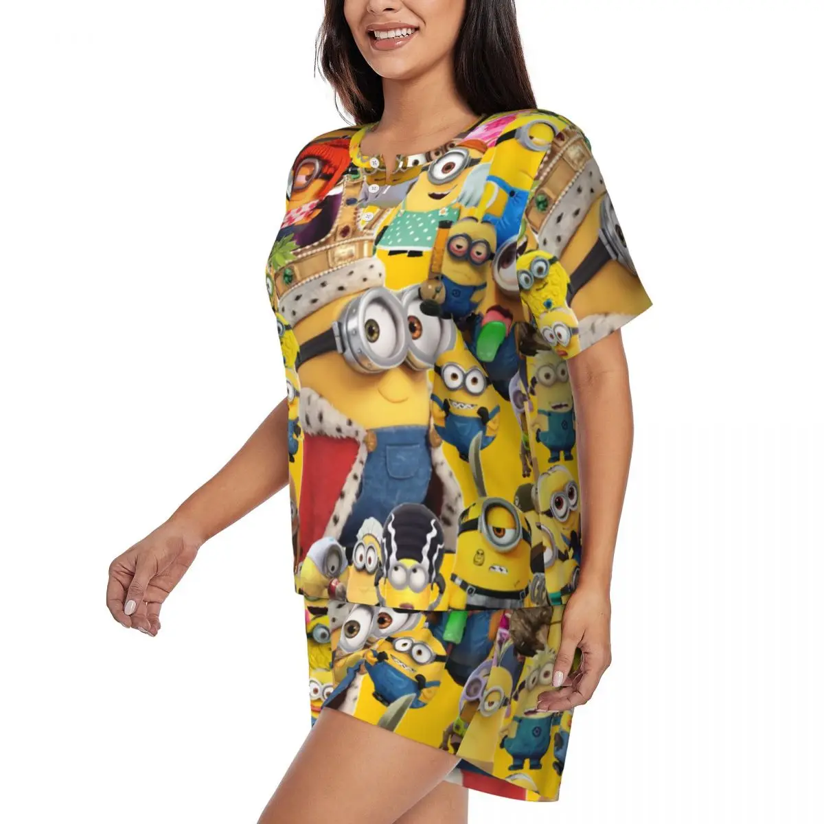 Комплект пижамный женский из 2 предметов мультяшный анимационный Миньон шорты с